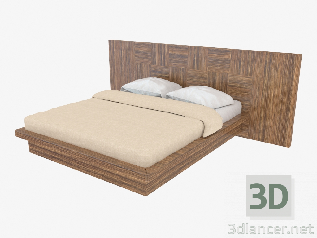 3d модель Кровать двуспальная в лакированном дереве – превью