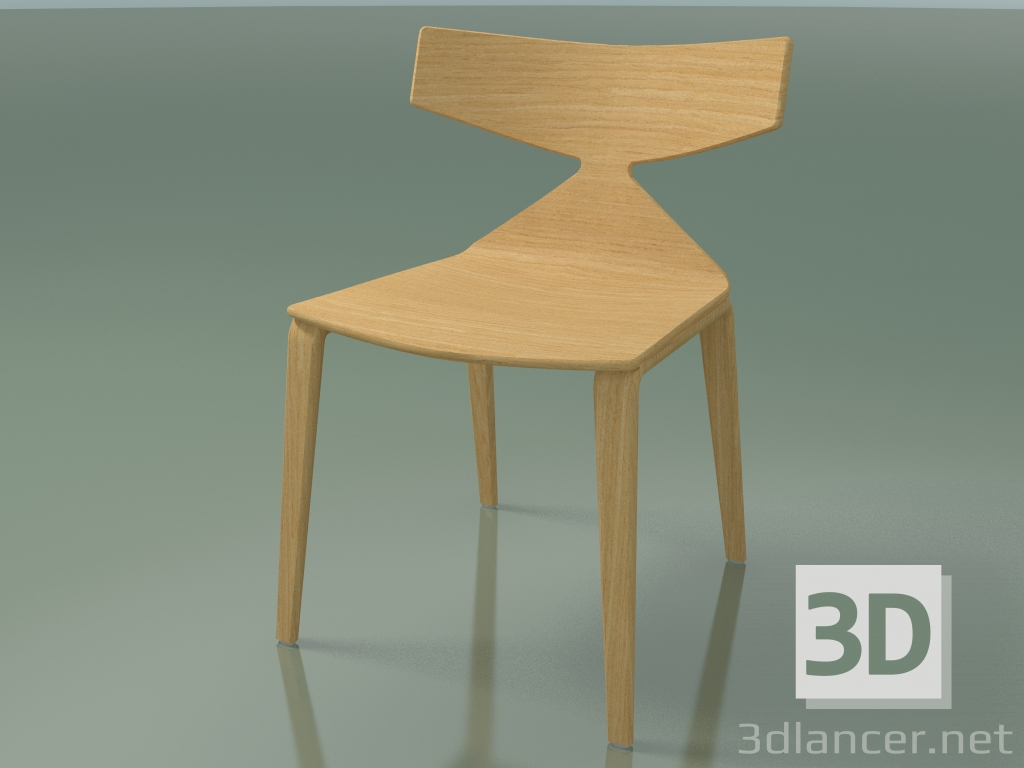 modello 3D Sedia 3700 (4 gambe in legno, rovere naturale) - anteprima
