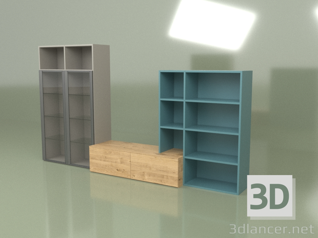 3d model Shelving Composition 1 (gray) - preview