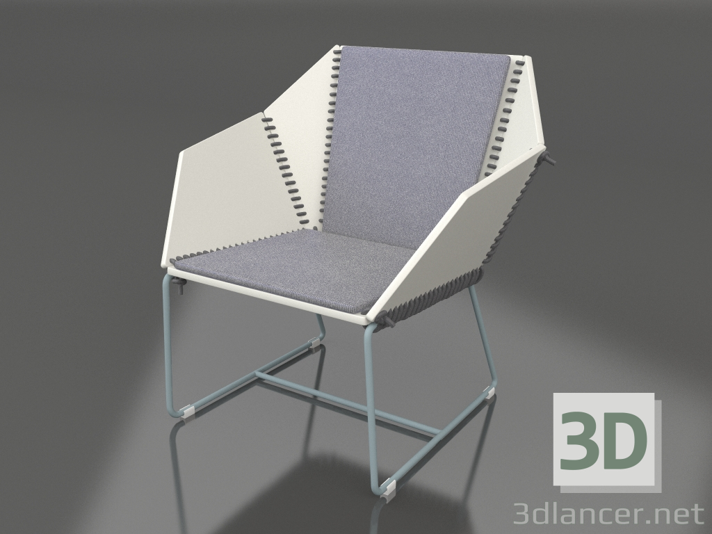 3d model Club chair (Blue gray) - preview