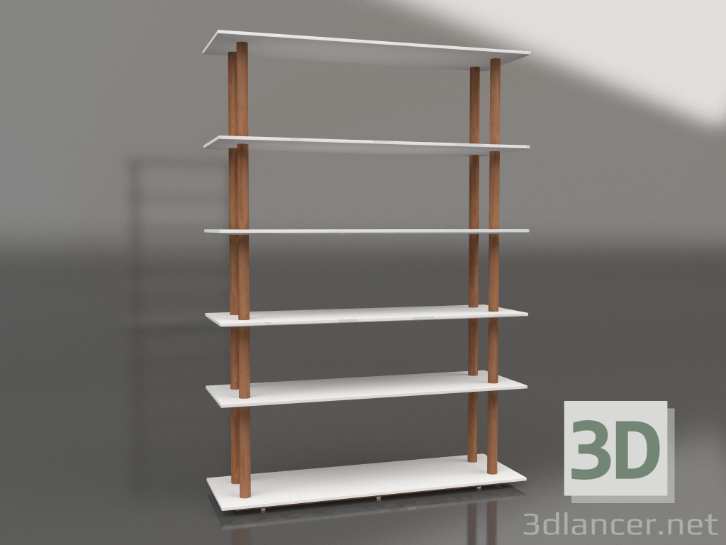 3d model High on Wood bookshelf - preview