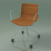 3d model Chair 0284 (4 castors, with armrests, without upholstery, teak effect) - preview