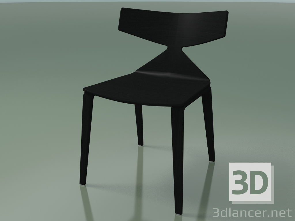 modèle 3D Chaise 3700 (4 pieds en bois, noir) - preview