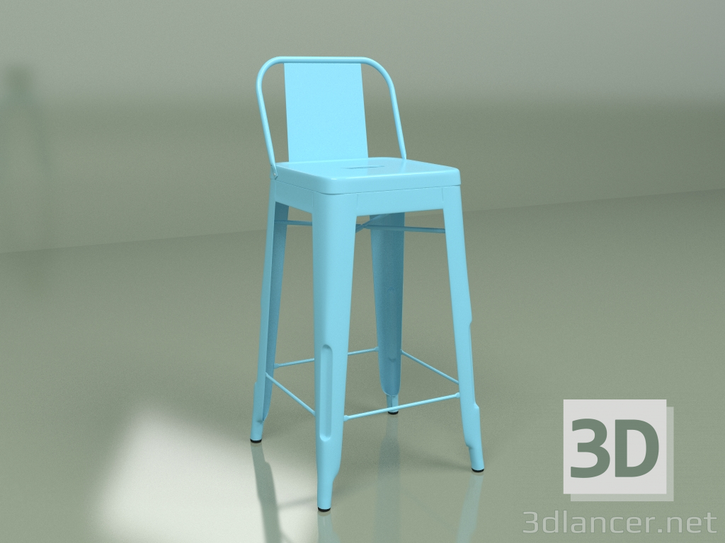 3D modeli Bar taburesi Marais Color, arkalıklı (açık mavi) - önizleme
