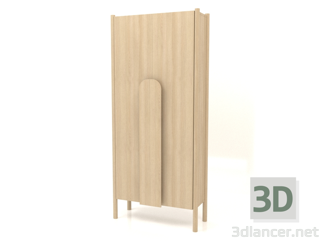 3d model Armario con tiradores largos W 01 (800x300x1800, blanco madera) - vista previa