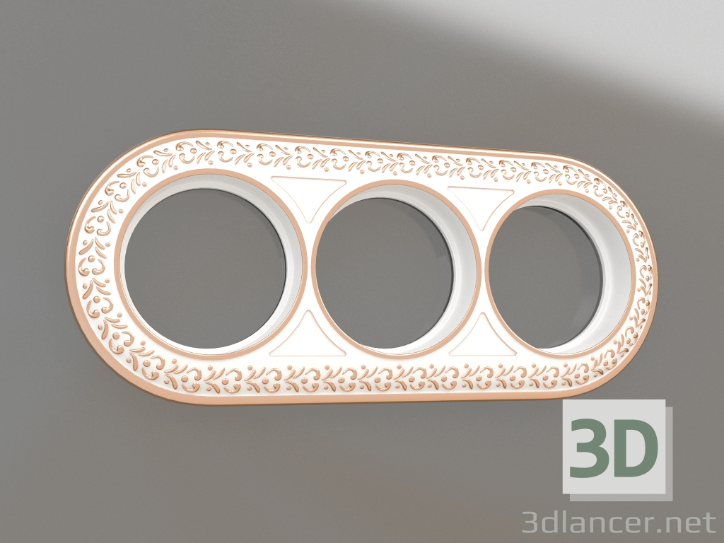 3D Modell Antik Runda Rahmen für 3 Pfosten (Weißgold) - Vorschau