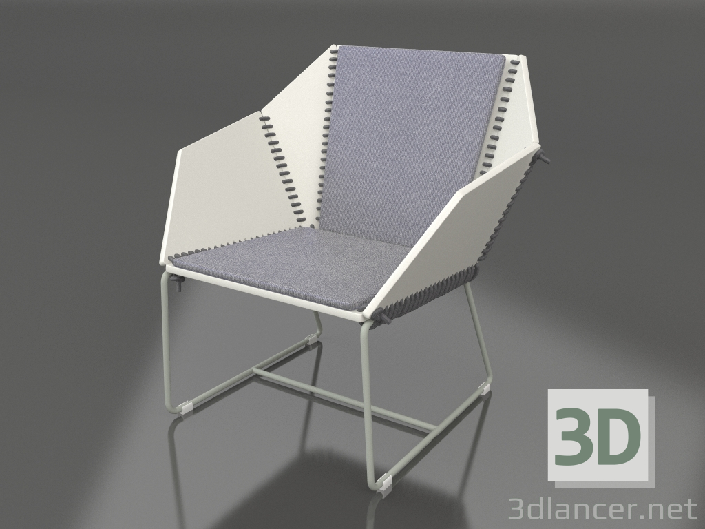 modello 3D Poltrona club (Grigio cemento) - anteprima