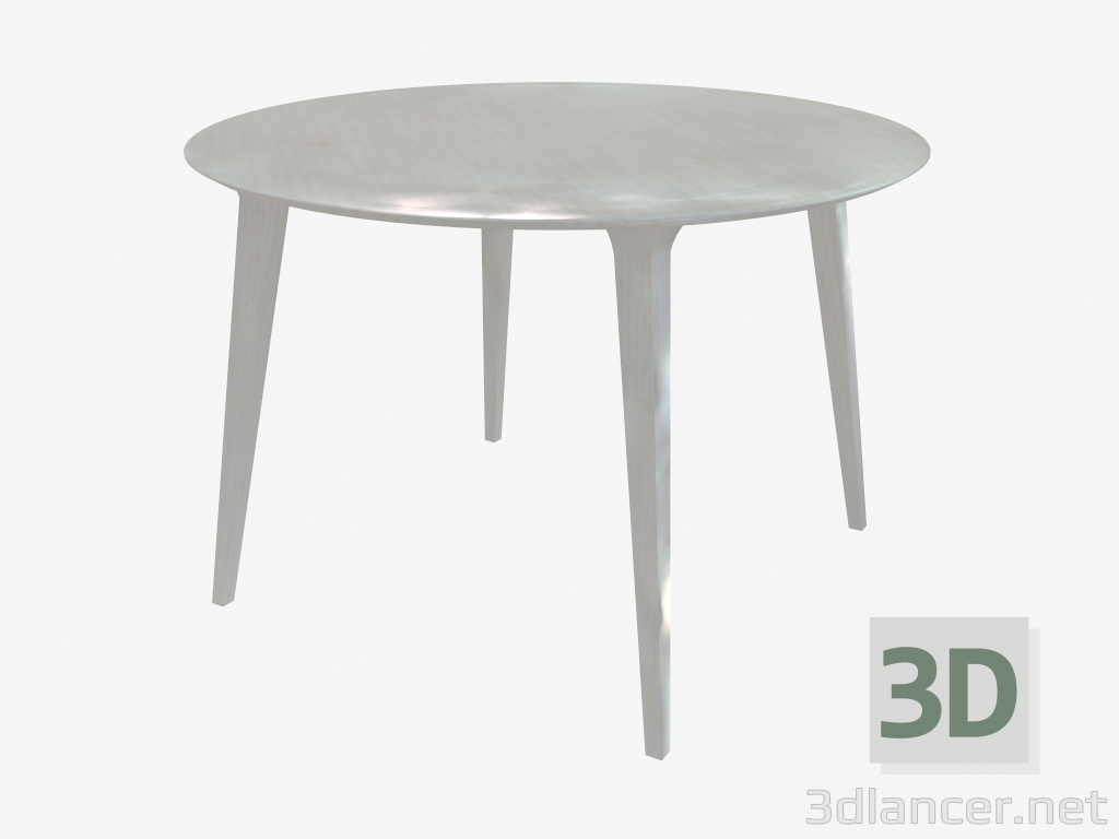 modello 3D Tavolo da pranzo rotondo (frassino tinto bianco D110) - anteprima