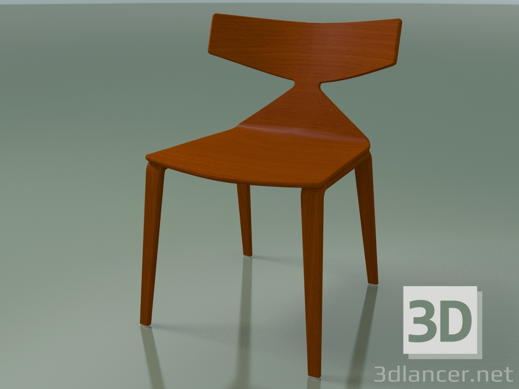 3d model Chair 3700 (4 wooden legs, Orange) - preview