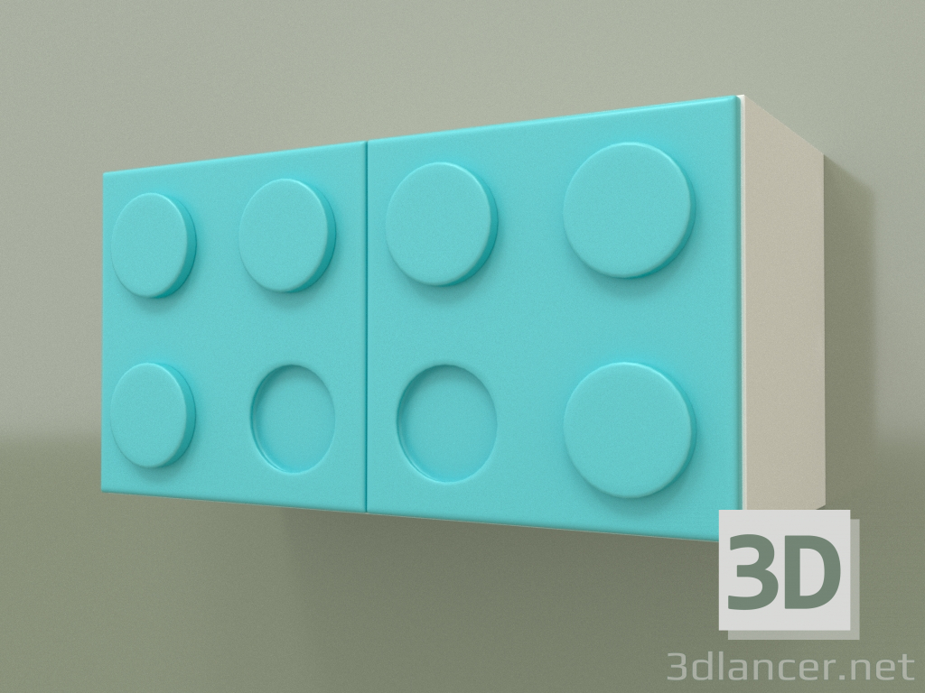 3D Modell Horizontales Kinderwandregal (Aqua) - Vorschau