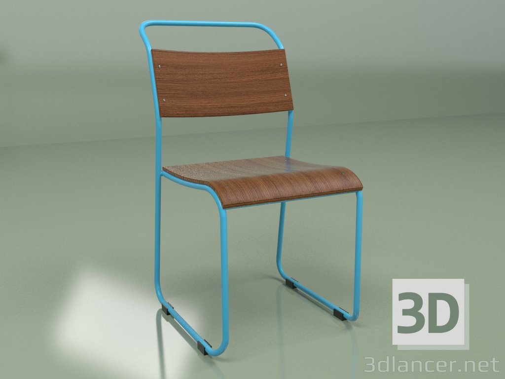 3D modeli Sandalye Kilise (mavi mat) - önizleme