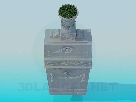 3d модель Памятник с вазоном – превью