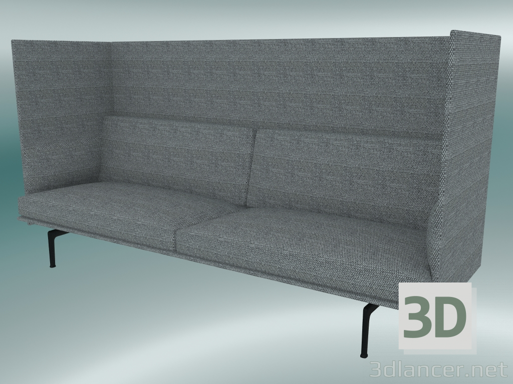 3D Modell Dreisofa mit hoher Rückenlehne Outline (Vancouver 14, Schwarz) - Vorschau