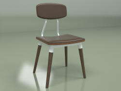 Cadeira Copine com assento e encosto em couro (nogueira maciça, castanho chocolate)