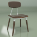 modèle 3D Chaise Copine avec assise et dossier en cuir (noyer massif, brun chocolat) - preview
