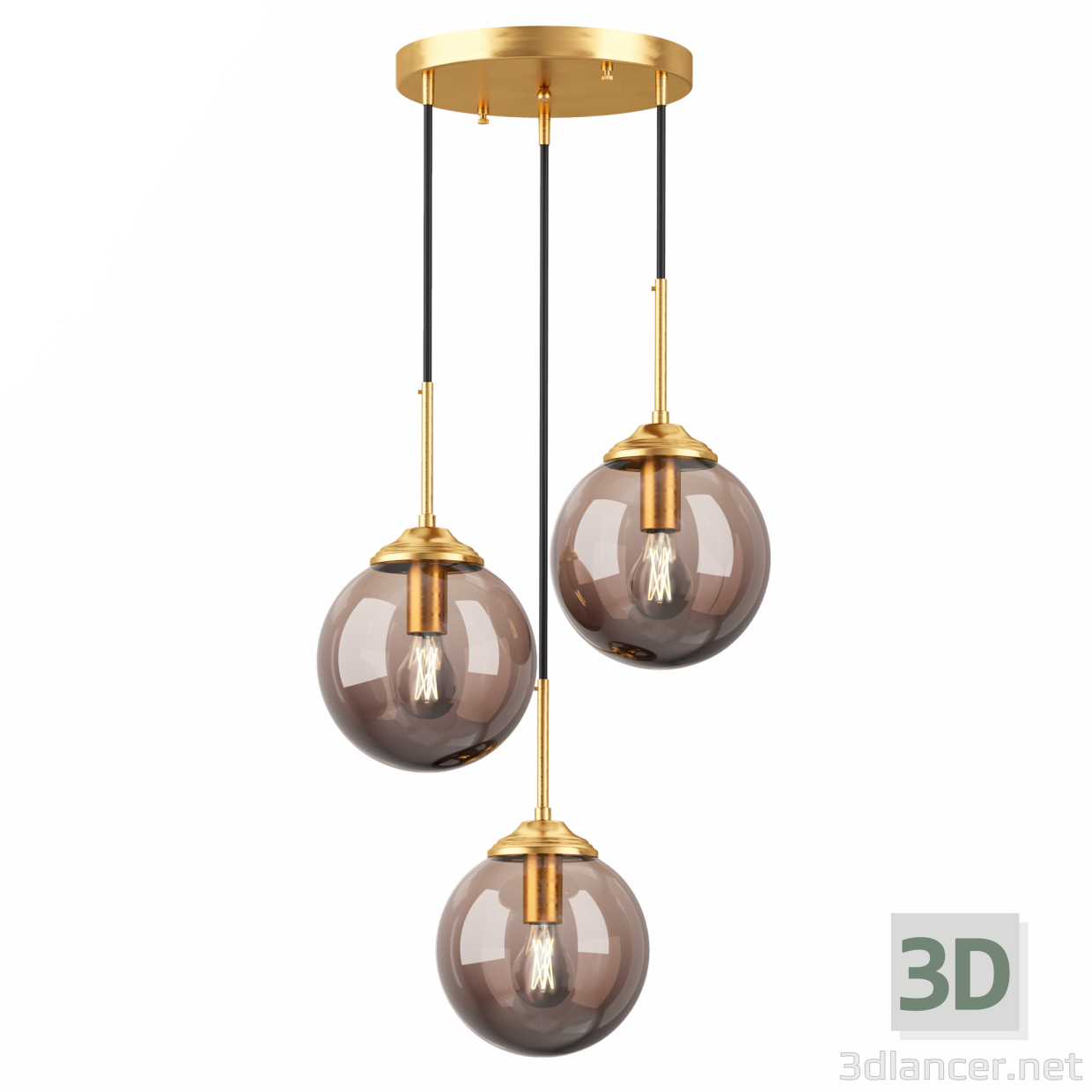 3d 3 Lights Globe Hanging model buy - render