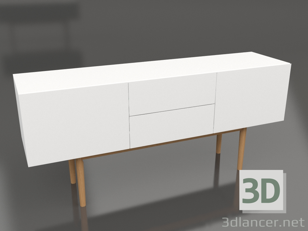 modello 3D Credenza a due ante con due cassetti Alta su Legno - anteprima