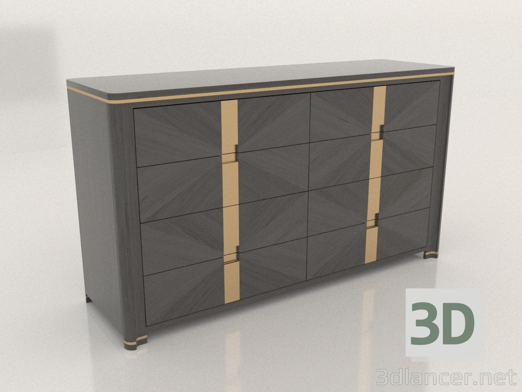 3D Modell Kommode mit 8 Schubladen - Vorschau
