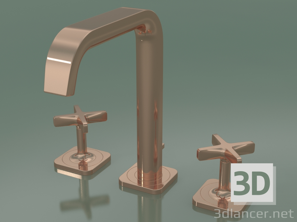 modello 3D Batteria lavabo 3 fori 170 (36108300, Oro Rosso Lucido) - anteprima