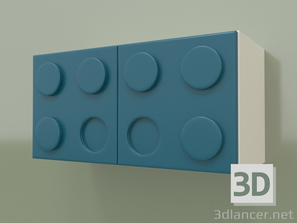 3D Modell Horizontales Kinderwandregal (Türkis) - Vorschau
