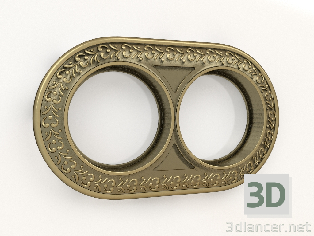 3D Modell Antik Runda Rahmen für 2 Pfosten (Bronze) - Vorschau
