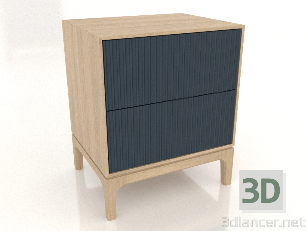 3d model Bedside table FARGO 2 drawers with milled facades (dark cobalt, lightened oak, option 1) - preview 3d model Bedside table FARGO 2 drawers with milled facades (dark cobalt, lightened oak, option 1) - preview