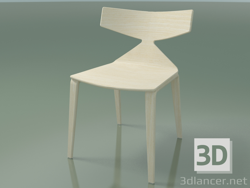 Modelo 3d Cadeira 3700 (4 pernas de madeira, brancas) - preview