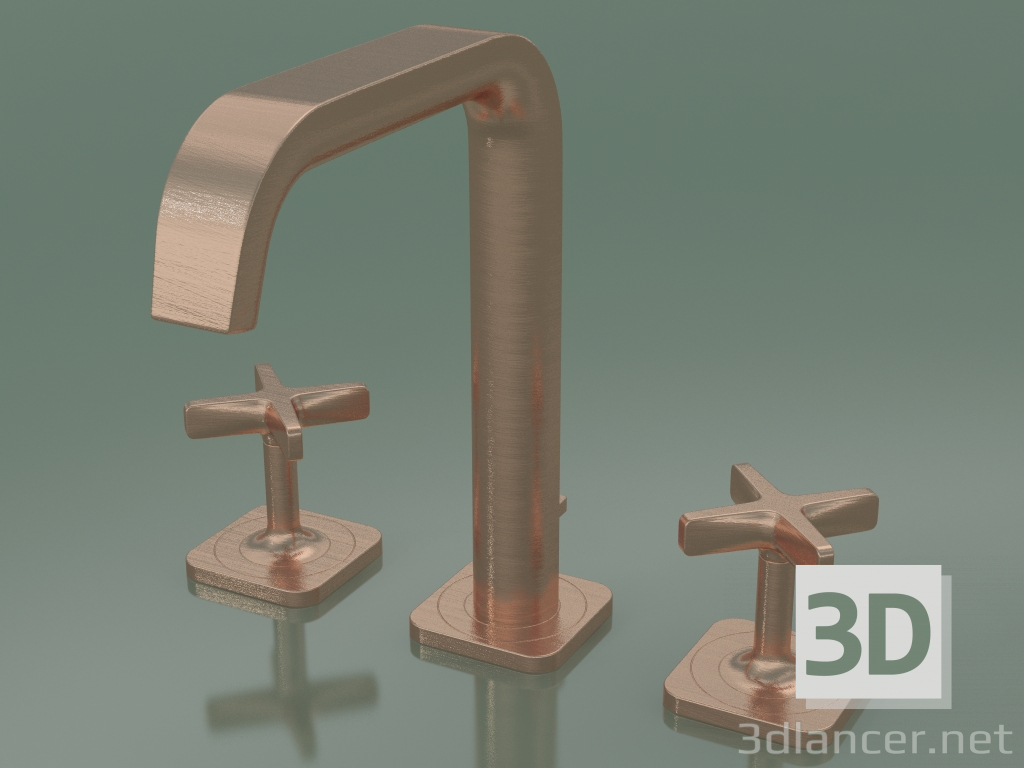 3D modeli 3 delikli lavabo bataryası 170 (36108310, Fırçalanmış Kırmızı Altın) - önizleme