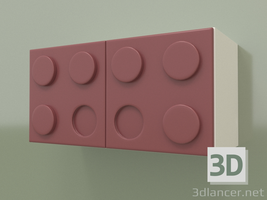 3D Modell Horizontales Kinderwandregal (Bordeaux) - Vorschau