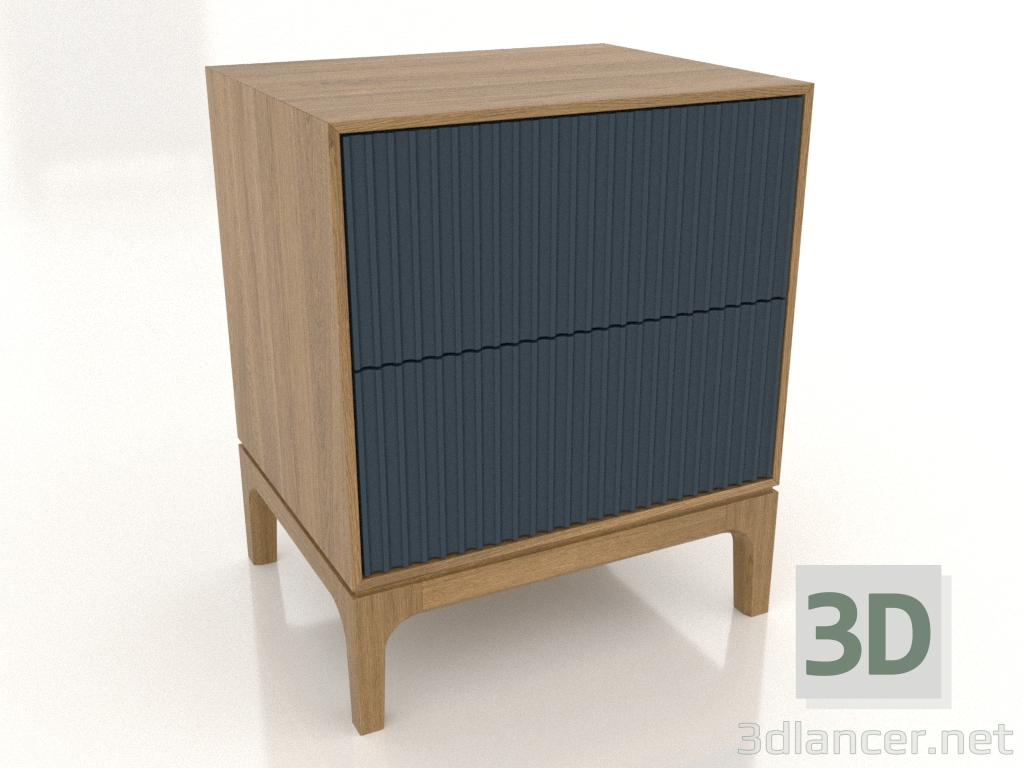 3D Modell FARGO Nachttisch 2 Schubladen mit gefrästen Fronten (Dunkelkobalt, Natureiche, Option 1) - Vorschau 3D Modell FARGO Nachttisch 2 Schubladen mit gefrästen Fronten (Dunkelkobalt, Natureiche, Option 1) - Vorschau
