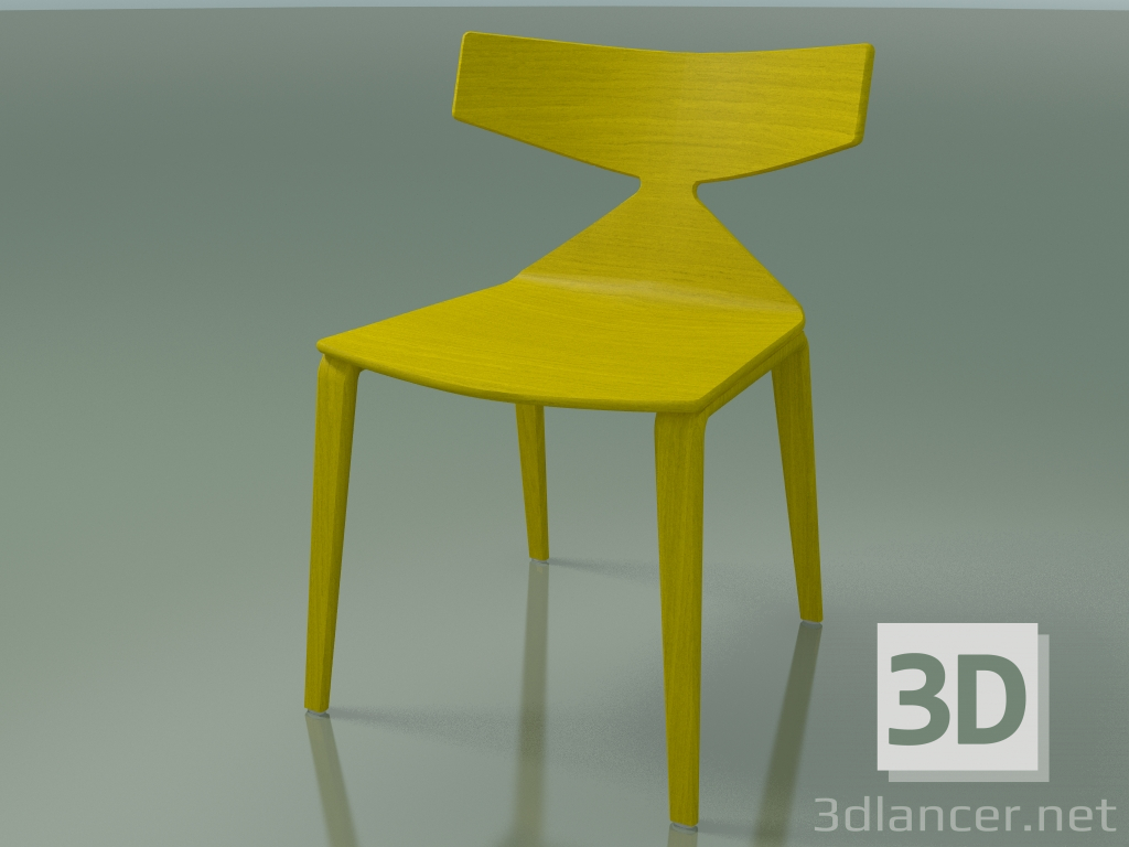 3D modeli Sandalye 3700 (4 ahşap ayak, Sarı) - önizleme