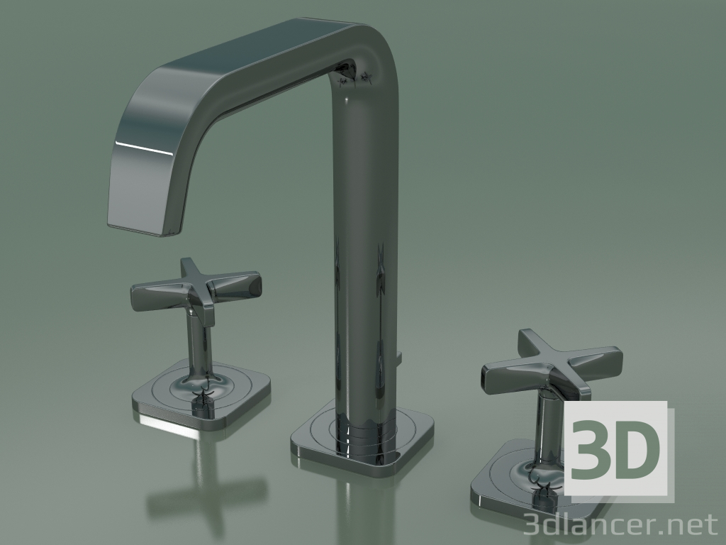3D modeli 3 delikli lavabo bataryası 170 (36108330, Parlak Siyah Krom) - önizleme
