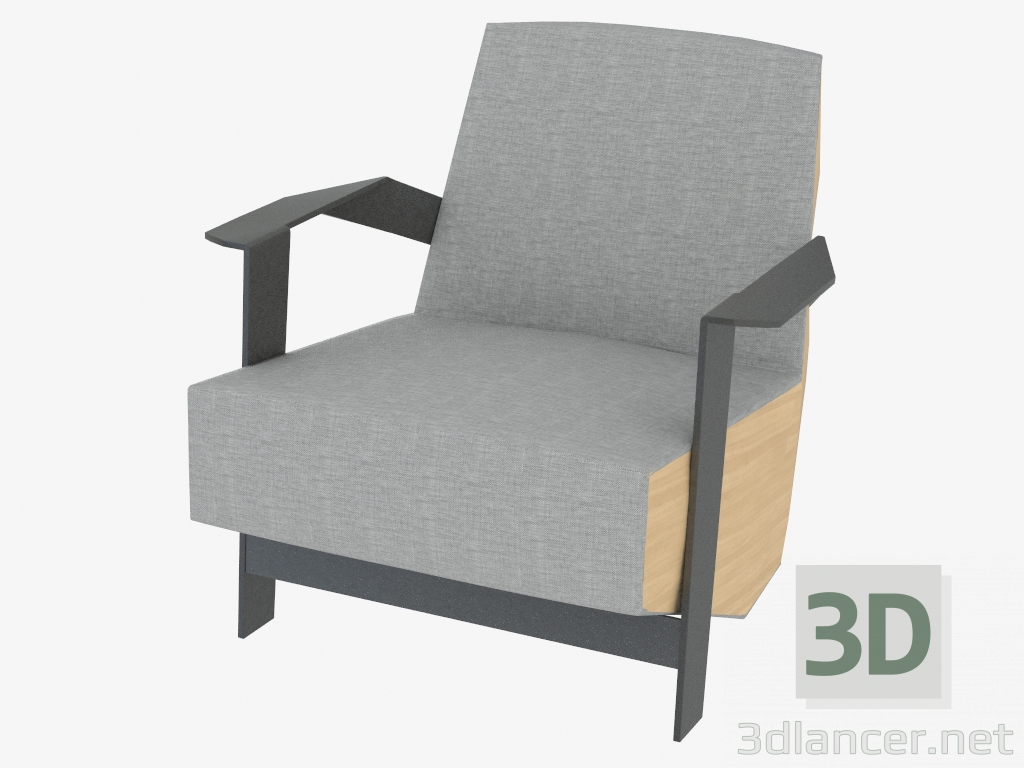 3d model Low chair with armrests - preview
