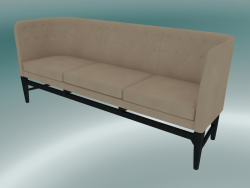 Triple sofá Mayor (AJ5, H 82cm, 62x200cm, Roble teñido negro, Cuero - Anilina de seda)