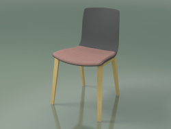 Chaise 3979 (4 pieds en bois, polypropylène, avec coussin d'assise, bouleau naturel)