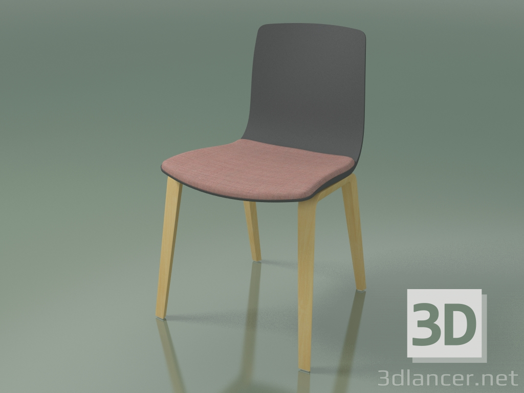 modello 3D Sedia 3979 (4 gambe in legno, polipropilene, con cuscino di seduta, betulla naturale) - anteprima