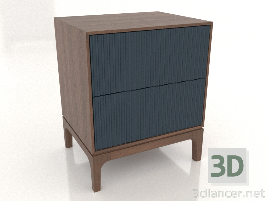 3d model Bedside table FARGO 2 drawers with milled facades (dark cobalt, tobacco oak, option 1) - preview 3d model Bedside table FARGO 2 drawers with milled facades (dark cobalt, tobacco oak, option 1) - preview