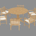 modèle 3D Ensemble de meubles de jardin avec coussins blancs - preview