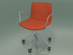 Cadeira 0318 (5 rodas, com braços, com estofo em pele removível)