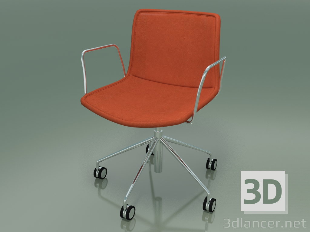modèle 3D Chaise 0318 (5 roues, avec accoudoirs, avec revêtement en cuir amovible) - preview