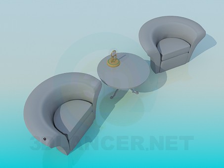 3d модель Стол и кресла – превью 3d модель Стол и кресла – превью