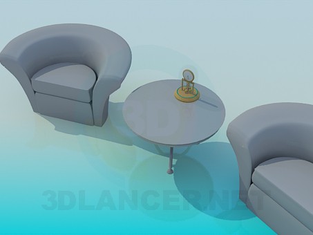 3d модель Стол и кресла – превью 3d модель Стол и кресла – превью