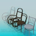 3d модель Кресло-качалка и стулья – превью