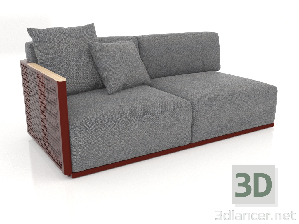 modèle 3D Module canapé section 1 gauche (Rouge vin) - preview
