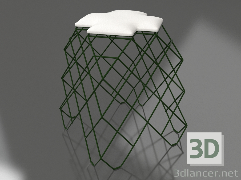 modello 3D Sgabello basso (Verde bottiglia) - anteprima
