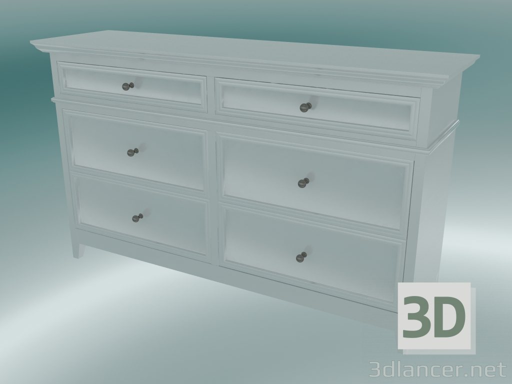 3d model Chest of drawers with 6 drawers (White) - preview