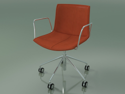 Chair 0318 (5 wheels, with armrests, with removable leather trim, cover 1)