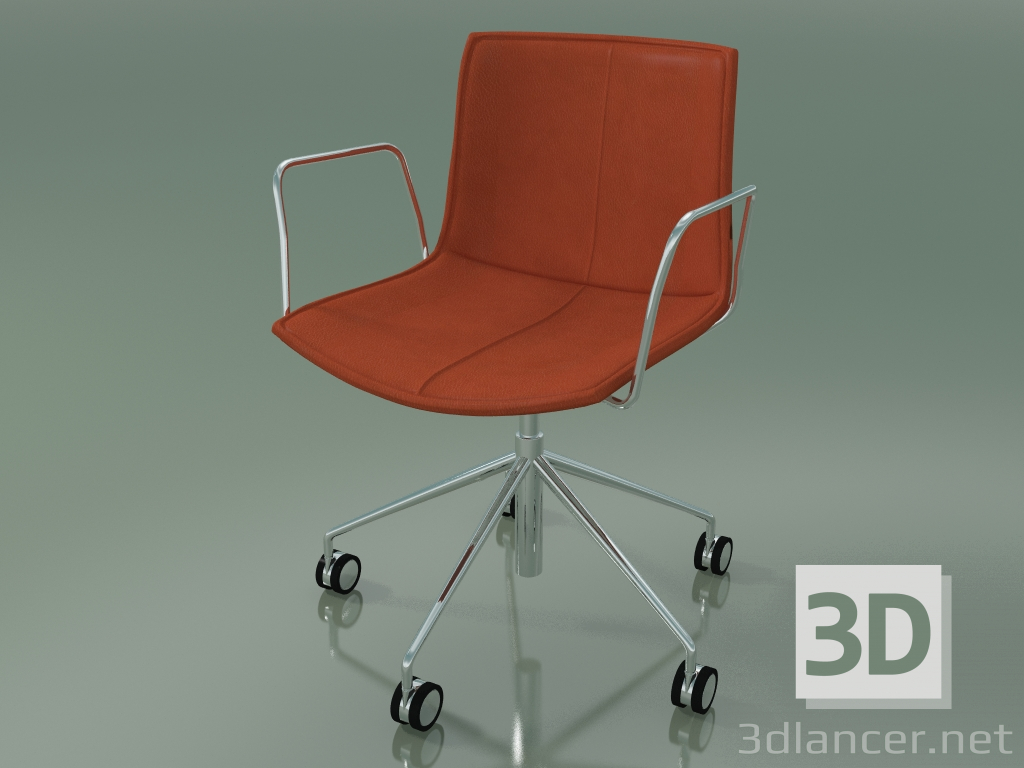 Modelo 3d Cadeira 0318 (5 rodas, com braços, com acabamento em couro removível, capa 1) - preview