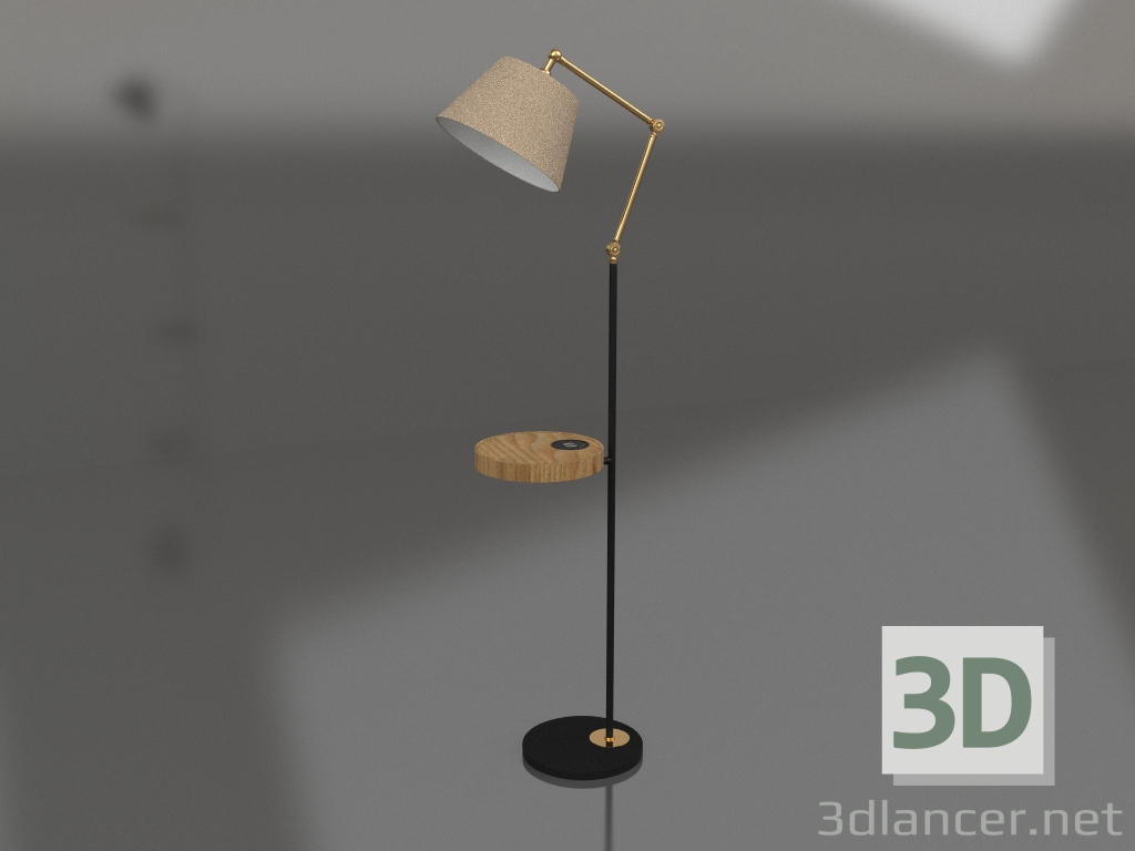 modello 3D Lampada da terra Kayla nero, rame (07022) - anteprima