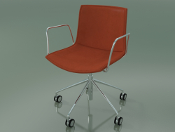 Cadeira 0318 (5 rodas, com braços, com acabamento em couro removível, capa 3)